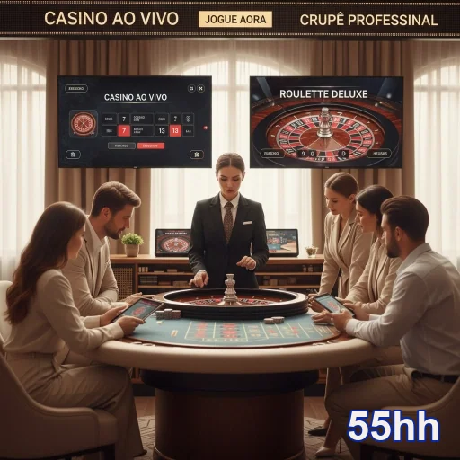 Roleta ao vivo no cassino 55hh, destacando a experiência de jogo online.