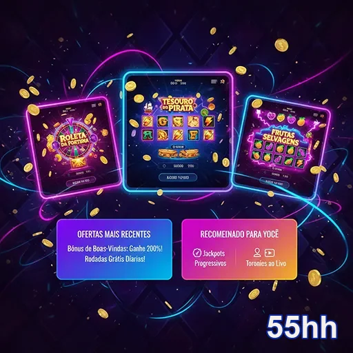 Roleta com frutas e tesouros no site 55hh, representando entretenimento e jogos emocionantes.